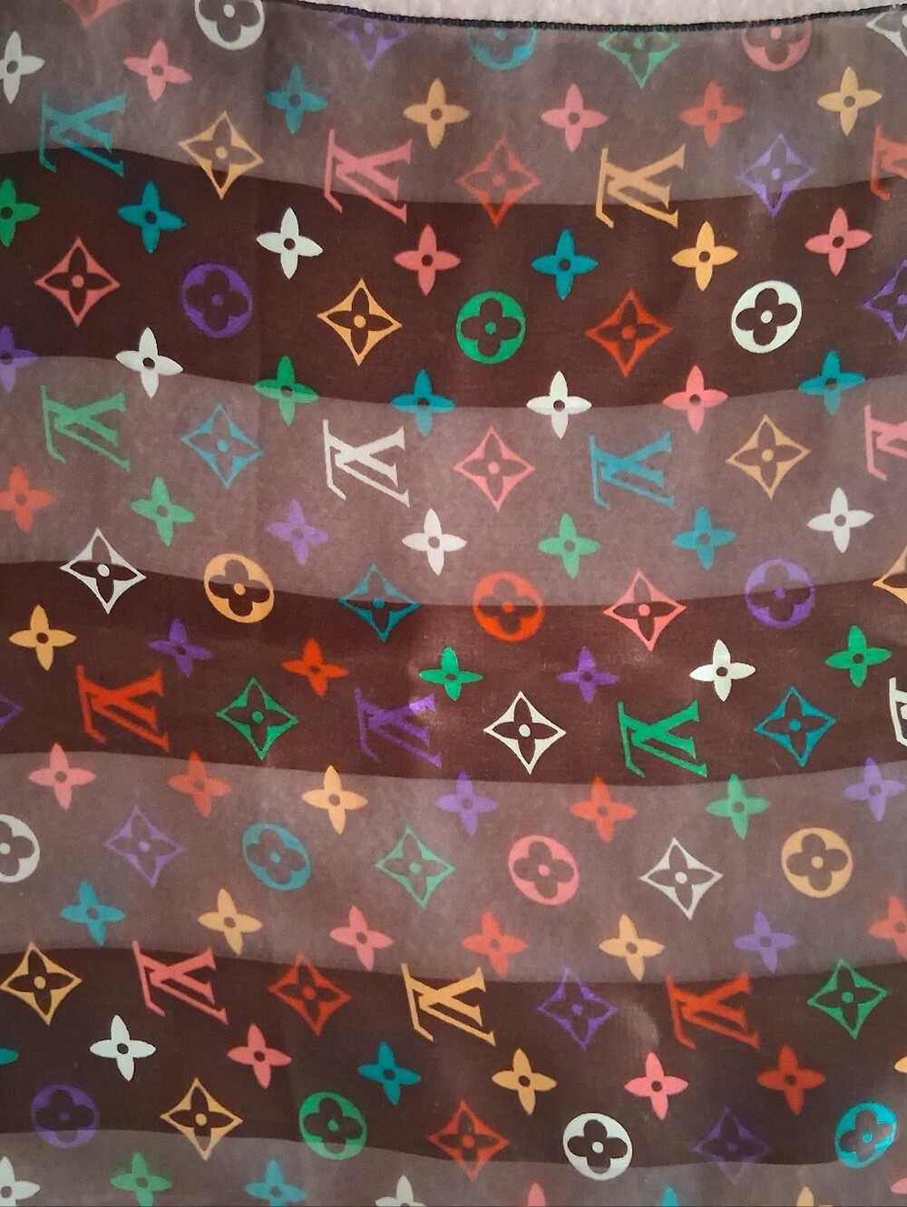 VINTAGE LOUIS VUITTON LOGO Scarf Long Multi Color Logo LV - Picture 3 of 11